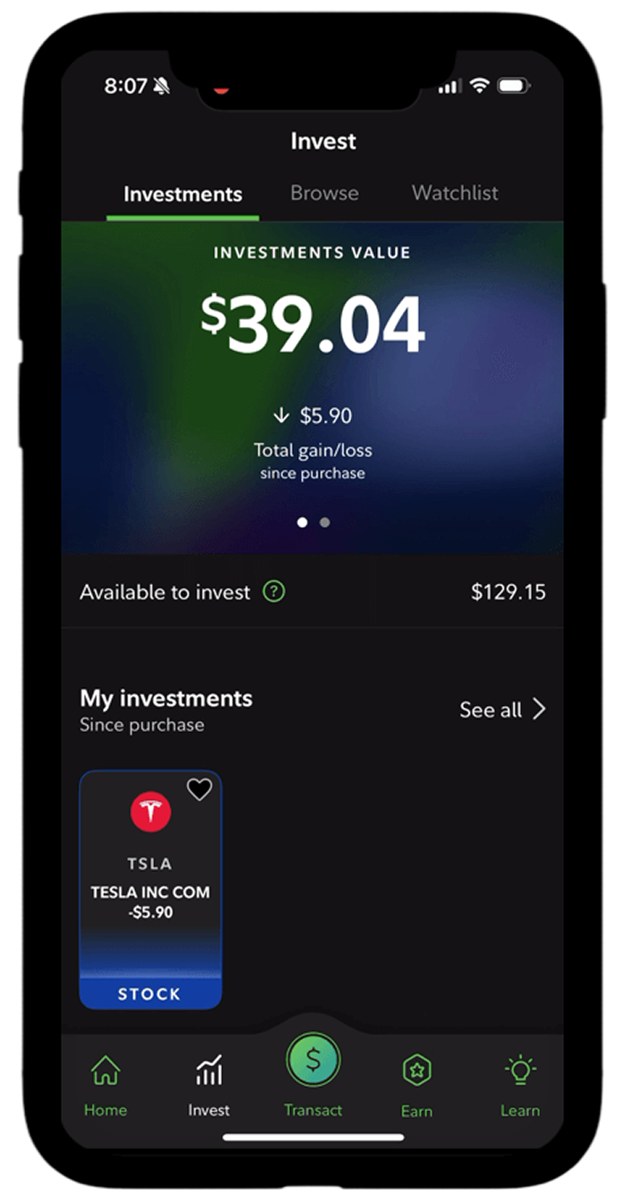 Fidelity Youth Transaction Button Design
